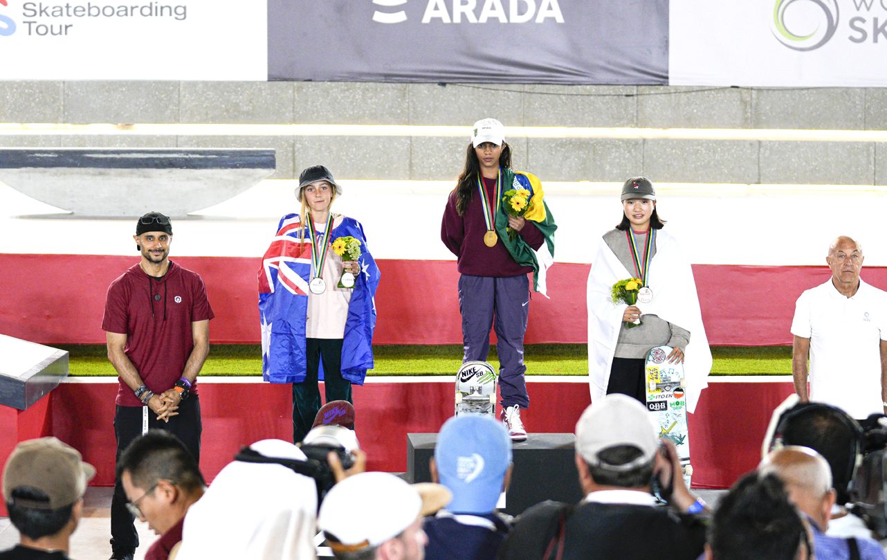 Aurélien Giraud and Rayssa Leal win gold at the Street 2022 World Championships at Aljada Skate Park in Sharjah